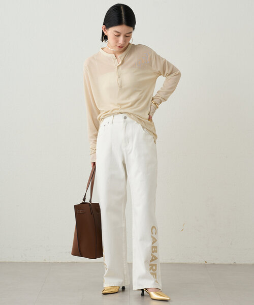 LOUNGEDRESS（ラウンジドレス）の「ヘンリーネックカットソー（Tシャツ/カットソー・レディース・ベージュ/チャコールグレー/オフホワイト・FREE）」の22枚目の写真