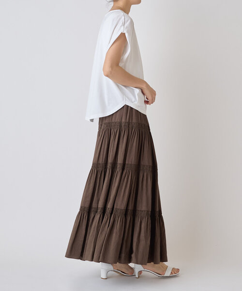 BEARDSLEY（ビアズリー）の「シャーリングティアードスカート（スカート・レディース・ブラウン・FREE）」の22枚目の写真