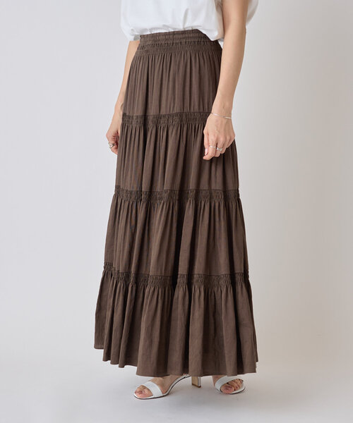 BEARDSLEY（ビアズリー）の「シャーリングティアードスカート（スカート・レディース・ブラウン・FREE）」の2枚目の写真