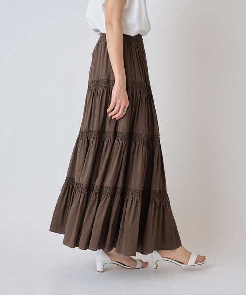 BEARDSLEY（ビアズリー）の「シャーリングティアードスカート（スカート・レディース・ブラウン・FREE）」の5枚目の写真