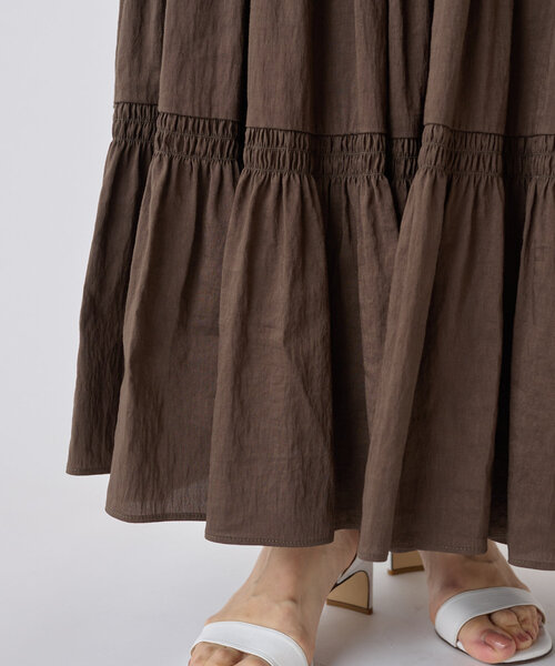 BEARDSLEY（ビアズリー）の「シャーリングティアードスカート（スカート・レディース・ブラウン・FREE）」の9枚目の写真