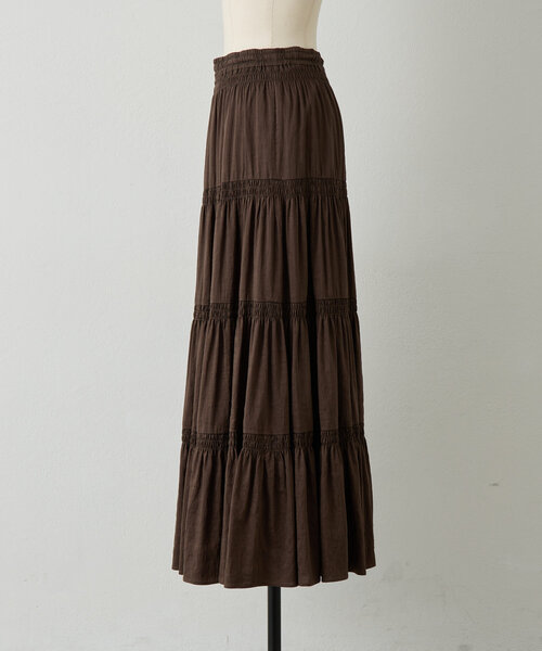 BEARDSLEY（ビアズリー）の「シャーリングティアードスカート（スカート・レディース・ブラウン・FREE）」の13枚目の写真