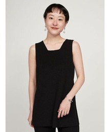 リネン混ロングニットタンク