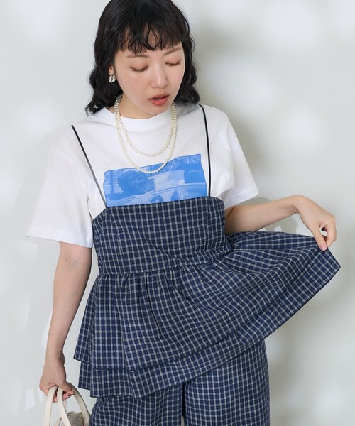 FREAK'S STORE(フリークスストア)の「チェックキャミビスチェ<セットアップ対応>(キャミソール・レディース・ネイビー/ブラック/オフホワイト・フリ-)」の16枚目の写真