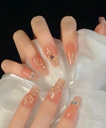 Lace Ladies(レースレディース)のバラエティ フレンチ ビジュー コフィン ネイルチップ(ネイルシール/ネイルチップ)