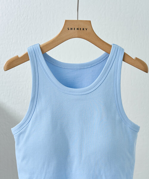 SHENERY（シーナリー）の「《夏のワードローブ》カップ付アメスリタンクトップ（タンクトップ・レディース・ブラック/オフホワイト/ブルー・SMALL/MEDIUM）」の4枚目の写真