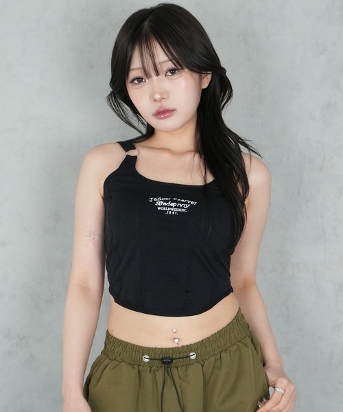 BARELY BLUE(ベアリーブルー)の「【 BARELY BLUE / ベアリーブルー 】 フロント ロゴ カップ付き タンクトップ(タンクトップ・レディース・ブラック/チャコールグレー/ホワイト/ブルー・FREE)」の2枚目の写真