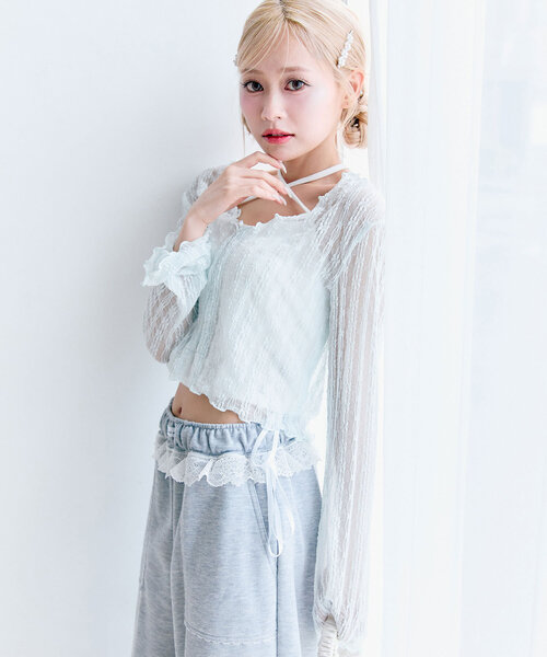 OLIVE des OLIVE（オリーブデオリーブ）の「レースカーデセット（カーディガン/ボレロ・レディース・ブラック/サックスブルー/アイボリー・FREE）」の5枚目の写真