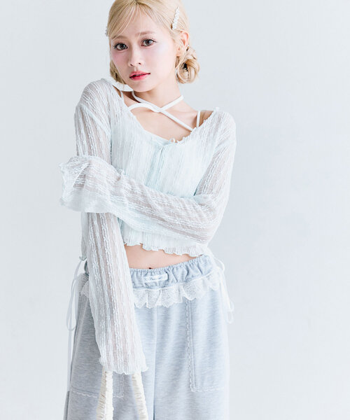 OLIVE des OLIVE（オリーブデオリーブ）の「レースカーデセット（カーディガン/ボレロ・レディース・ブラック/サックスブルー/アイボリー・FREE）」の6枚目の写真