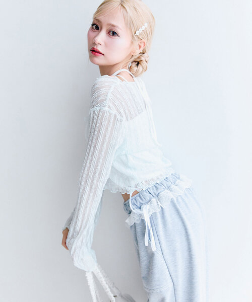 OLIVE des OLIVE（オリーブデオリーブ）の「レースカーデセット（カーディガン/ボレロ・レディース・ブラック/サックスブルー/アイボリー・FREE）」の7枚目の写真