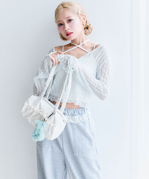 OLIVE des OLIVE（オリーブデオリーブ）の「レースカーデセット（カーディガン/ボレロ・レディース・ブラック/サックスブルー/アイボリー・FREE）」の10枚目の写真