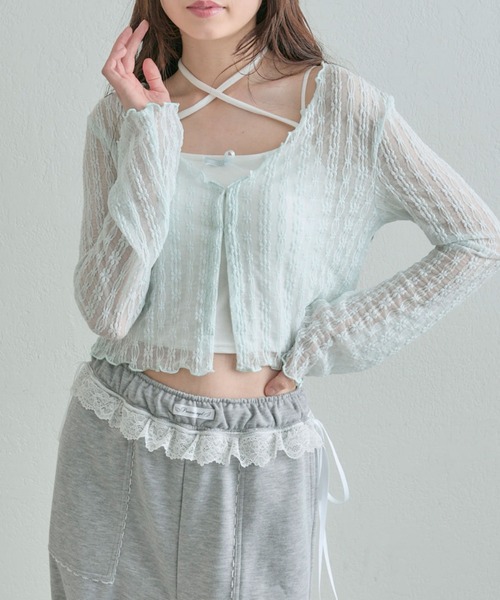 OLIVE des OLIVE（オリーブデオリーブ）の「レースカーデセット（カーディガン/ボレロ・レディース・ブラック/サックスブルー/アイボリー・FREE）」の3枚目の写真