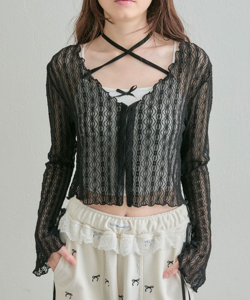 OLIVE des OLIVE（オリーブデオリーブ）の「レースカーデセット（カーディガン/ボレロ・レディース・ブラック/サックスブルー/アイボリー・FREE）」の2枚目の写真