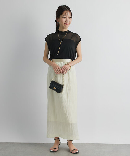 5/17まで出品☆完売品！ラブティックボンボン　シアービスチェニット 上品な透け感】シアービスチェ風切り替えニット | La boutique