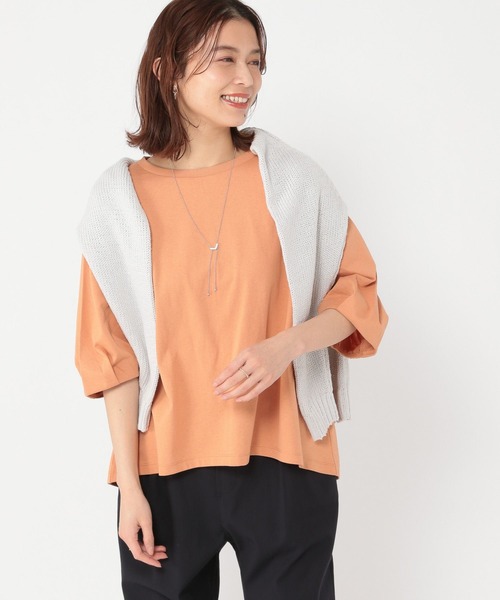 studio CLIP（スタディオクリップ）の「USAコットンタックパフスリーブTシャツ【WEB限定カラーあり】（Tシャツ/カットソー・レディース・オレンジ/その他2/その他1/ライトグレー/その他8/その他7/その他9/ブラック・LARGE/MEDIUM）」の3枚目の写真