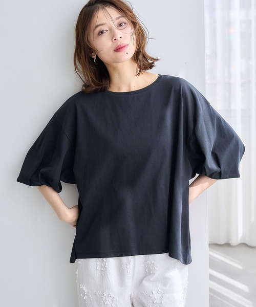 studio CLIP（スタディオクリップ）の「USAコットンタックパフスリーブTシャツ【WEB限定カラーあり】（Tシャツ/カットソー・レディース・オレンジ/その他2/その他1/ライトグレー/その他8/その他7/その他9/ブラック・LARGE/MEDIUM）」の13枚目の写真