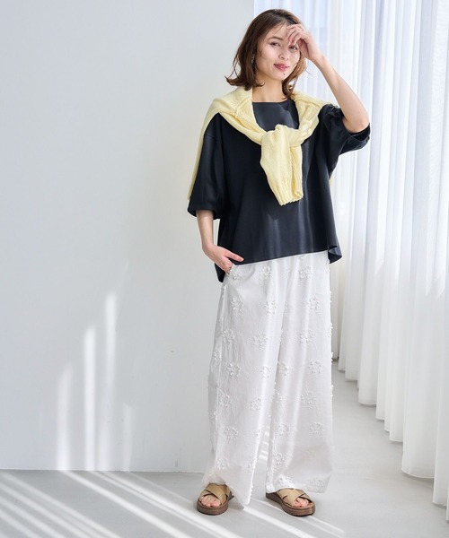 studio CLIP（スタディオクリップ）の「USAコットンタックパフスリーブTシャツ【WEB限定カラーあり】（Tシャツ/カットソー・レディース・オレンジ/その他2/その他1/ライトグレー/その他8/その他7/その他9/ブラック・LARGE/MEDIUM）」の16枚目の写真