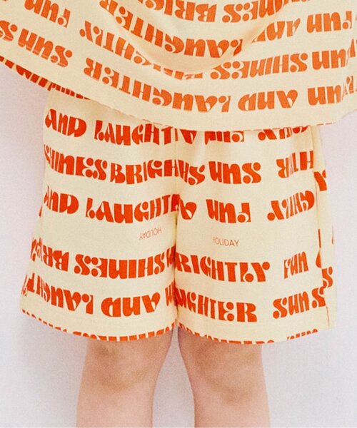 p.premier(ピードットプルミエ)の「【リンク/セットアップ可】イロチ買いしたい総柄イージーハーフパンツ(その他パンツ・キッズ・ブラウン/キャメル/レッド/ベージュ/チャコール/カーキ・80/90/100/110/120/130/140)」の1枚目の写真