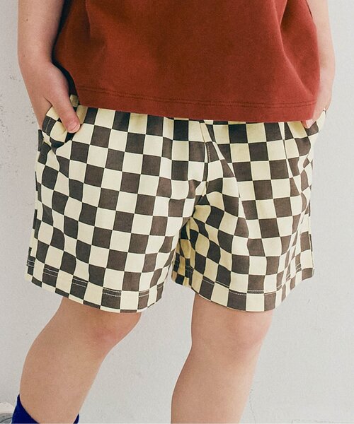 p.premier(ピードットプルミエ)の「【リンク/セットアップ可】イロチ買いしたい総柄イージーハーフパンツ(その他パンツ・キッズ・ブラウン/キャメル/レッド/ベージュ/チャコール/カーキ・80/90/100/110/120/130/140)」の2枚目の写真