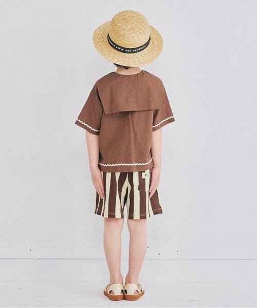 p.premier(ピードットプルミエ)の「【リンク/セットアップ可】イロチ買いしたい総柄イージーハーフパンツ(その他パンツ・キッズ・ブラウン/キャメル/レッド/ベージュ/チャコール/カーキ・80/90/100/110/120/130/140)」の10枚目の写真