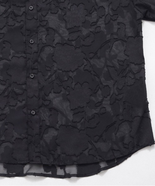 SILVER BULLET(シルバーバレット)の「『SILVER BULLET SELECT AP/シルバーバレットセレクト』フラワージャガードシアーシャツ 長袖(シャツ/ブラウス・メンズ・ブラック/アイボリー・L/M)」の3枚目の写真