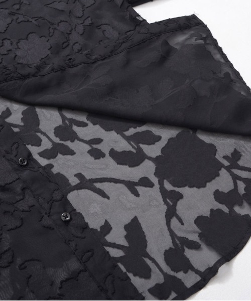 SILVER BULLET(シルバーバレット)の「『SILVER BULLET SELECT AP/シルバーバレットセレクト』フラワージャガードシアーシャツ 長袖(シャツ/ブラウス・メンズ・ブラック/アイボリー・L/M)」の4枚目の写真