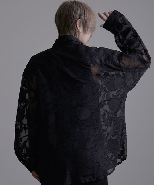 SILVER BULLET(シルバーバレット)の「『SILVER BULLET SELECT AP/シルバーバレットセレクト』フラワージャガードシアーシャツ 長袖(シャツ/ブラウス・メンズ・ブラック/アイボリー・L/M)」の8枚目の写真