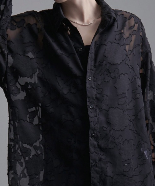 SILVER BULLET(シルバーバレット)の「『SILVER BULLET SELECT AP/シルバーバレットセレクト』フラワージャガードシアーシャツ 長袖(シャツ/ブラウス・メンズ・ブラック/アイボリー・L/M)」の10枚目の写真