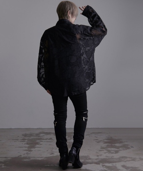 SILVER BULLET(シルバーバレット)の「『SILVER BULLET SELECT AP/シルバーバレットセレクト』フラワージャガードシアーシャツ 長袖(シャツ/ブラウス・メンズ・ブラック/アイボリー・L/M)」の11枚目の写真