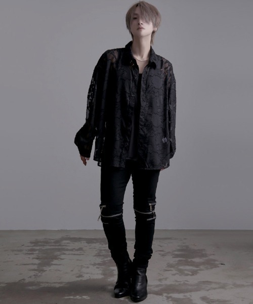 SILVER BULLET(シルバーバレット)の「『SILVER BULLET SELECT AP/シルバーバレットセレクト』フラワージャガードシアーシャツ 長袖(シャツ/ブラウス・メンズ・ブラック/アイボリー・L/M)」の12枚目の写真