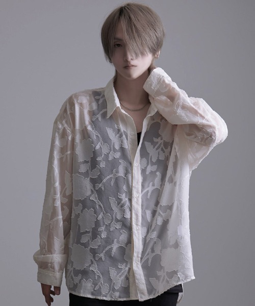 SILVER BULLET(シルバーバレット)の「『SILVER BULLET SELECT AP/シルバーバレットセレクト』フラワージャガードシアーシャツ 長袖(シャツ/ブラウス・メンズ・ブラック/アイボリー・L/M)」の13枚目の写真