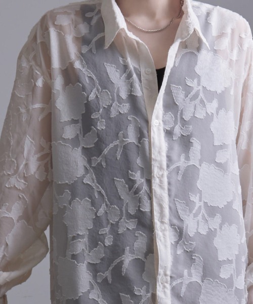 SILVER BULLET(シルバーバレット)の「『SILVER BULLET SELECT AP/シルバーバレットセレクト』フラワージャガードシアーシャツ 長袖(シャツ/ブラウス・メンズ・ブラック/アイボリー・L/M)」の14枚目の写真