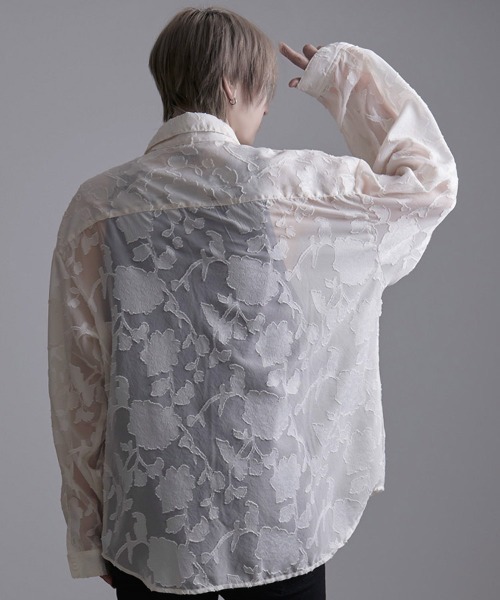 SILVER BULLET(シルバーバレット)の「『SILVER BULLET SELECT AP/シルバーバレットセレクト』フラワージャガードシアーシャツ 長袖(シャツ/ブラウス・メンズ・ブラック/アイボリー・L/M)」の15枚目の写真