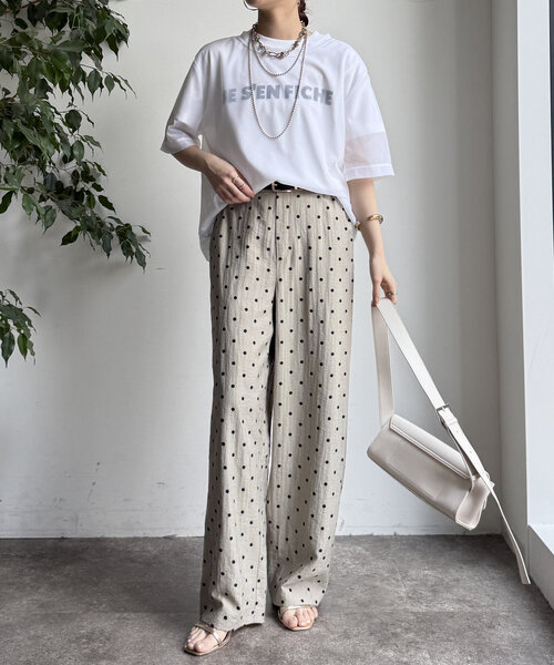 DouDou(ドゥドゥ)の「レーヨン麻ドットパンツ(その他パンツ・レディース・ライトベージュ/ベージュ・38/36)」の4枚目の写真