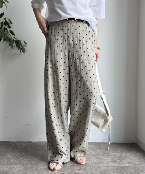 DouDou(ドゥドゥ)の「レーヨン麻ドットパンツ(その他パンツ・レディース・ライトベージュ/ベージュ・38/36)」の9枚目の写真