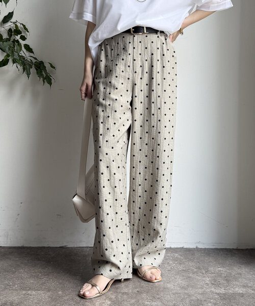DouDou(ドゥドゥ)の「レーヨン麻ドットパンツ(その他パンツ・レディース・ライトベージュ/ベージュ・38/36)」の11枚目の写真