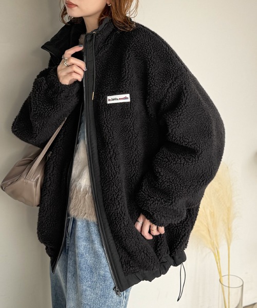 Java（ジャバ）の「【10月上旬再入荷！予約受付中】《JaVaジャバコラボ》冷え知らず＆洒落見えアウター。あったかボア異素材切り替えブルゾン（ブルゾン・レディース・ベージュ/キャメル/ブラック/アイボリー・LARGE/MEDIUM/SMALL/X-LARGE）」の21枚目の写真