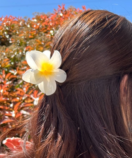 7色展開】プルメリア風 ヘアバンズ クリップ（バレッタ/ヘアクリップ
