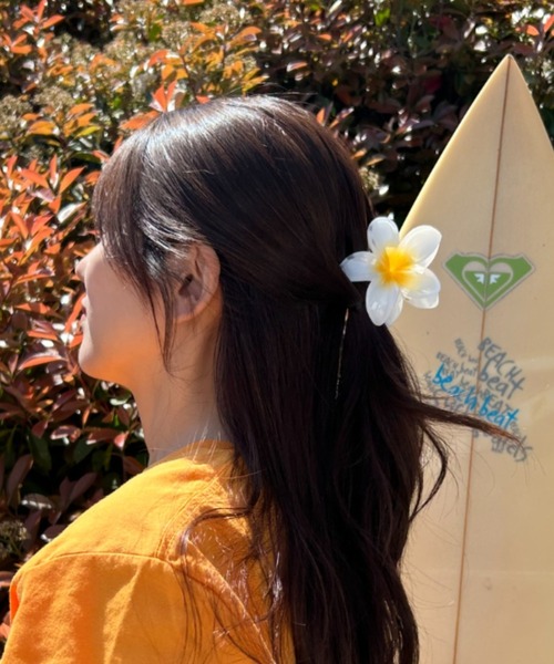 7色展開】プルメリア風 ヘアバンズ クリップ（バレッタ/ヘアクリップ