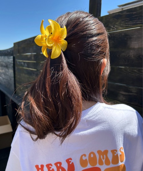 7色展開】プルメリア風 ヘアバンズ クリップ（バレッタ/ヘアクリップ