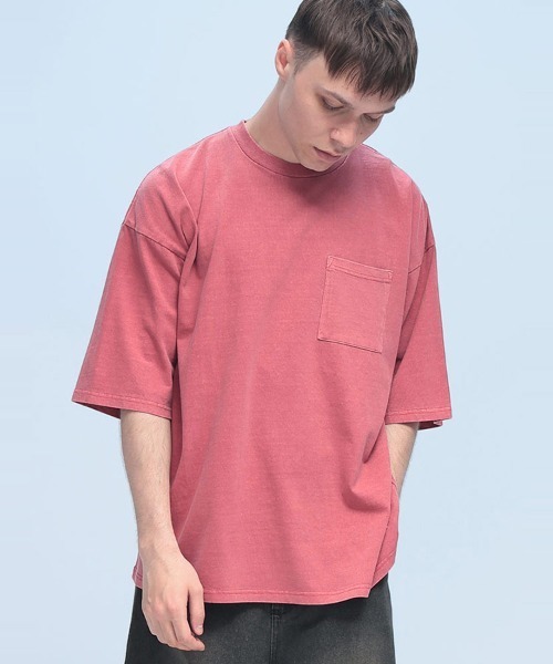 Goodwear(グッドウェア)の「Goodwear 製品染め ポケット クルーネック 半袖 Tシャツ SUPER BIG TEE(Tシャツ/カットソー・メンズ・ダークグレー/ブルー/グリーン/ピンク・LL/L/M)」の4枚目の写真