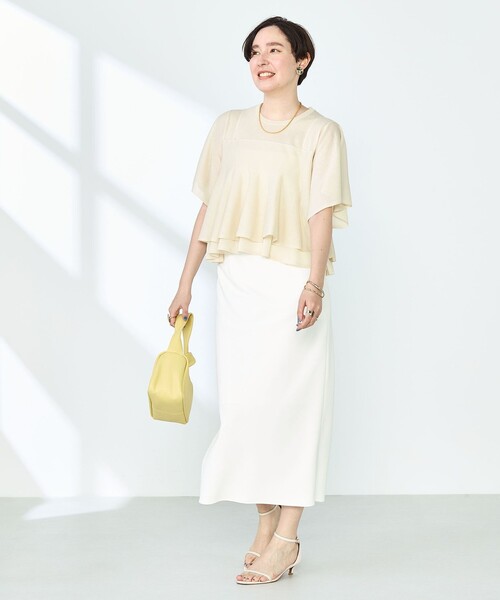 NOLLEY’S Sophi（ノーリーズソフィ）の「シアーティアードプルオーバーニット（ニット/セーター・レディース・ベージュ/マスタード/チャコールグレー・38）」の5枚目の写真