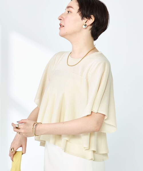 NOLLEY’S Sophi（ノーリーズソフィ）の「シアーティアードプルオーバーニット（ニット/セーター・レディース・ベージュ/マスタード/チャコールグレー・38）」の10枚目の写真