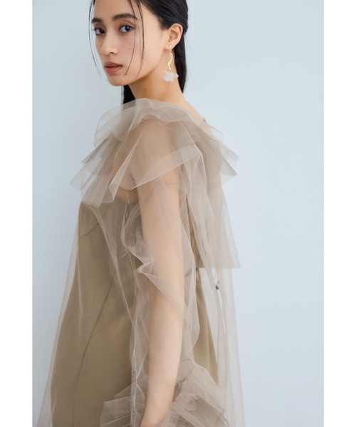 niana(ニアナ)の「ブルーミングチュールドレス 2点セット チュール フリル ブラウス キャミワンピース 結婚式 二次会 同窓会 成人式 お呼ばれワンピース パーティードレス オケージョンドレス(ドレス・レディース・ベージュ/オレンジ/ブラック/オリーブ/ライトブルー・S/M/L)」の18枚目の写真