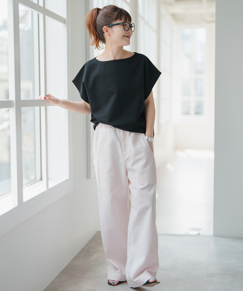 Spick & Span(スピックアンドスパン)の「《一部店舗+WEB限定》ポンチフレンチスリーブプルオーバー(Tシャツ/カットソー・レディース・ブラック/ホワイト/ベージュ・FREE)」の4枚目の写真