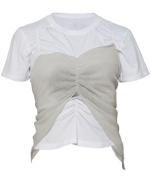 tシャツ 「日本未発売/WEB限定」FLAREUP(フレアアップ)/ビスチェ レイヤード風 バレエコア Tシャツ 半袖/Bustier Layered セール】【日本未発売/WEB限定】FLAREUP(フレアアップ)/ビスチェ