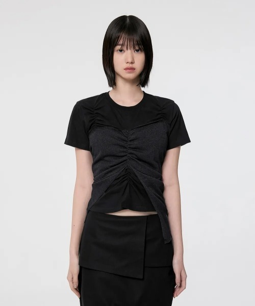 tシャツ 「日本未発売/WEB限定」FLAREUP(フレアアップ)/ビスチェ レイヤード風 バレエコア Tシャツ 半袖/Bustier Layered 日本未発売/WEB限定】FLAREUP(フレアアップ)/ビスチェ