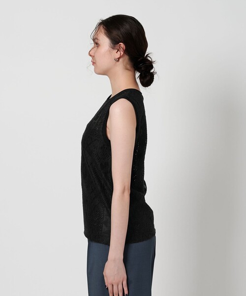最終お値下げ【美品】UNITED ARROWS フリルノースリーブTシャツ セール】 コットン エンブロイダリー ノースリーブトップス