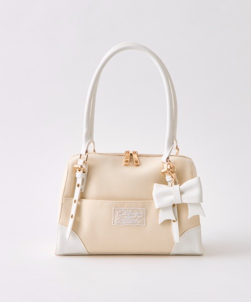 OLIVE des OLIVE（オリーブデオリーブ）の「リボンチャーム付き配色ボストンバッグ（ショルダーバッグ・レディース・ブラウン/アイボリー/サックスブルー/ブラック・FREE）」の18枚目の写真