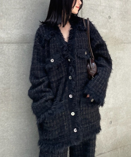 TWEED FRINGE KNIT CARDIGAN（カーディガン/ボレロ）｜Ameri（アメリ
